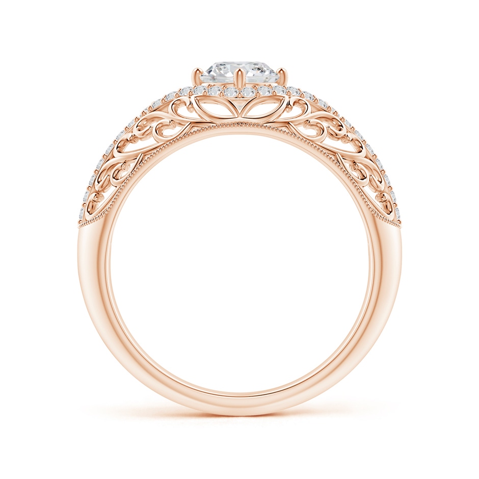 5.3mm HSI2 Vintage Inspired Diamond Filigree Engagement Ring in Rose Gold side-1