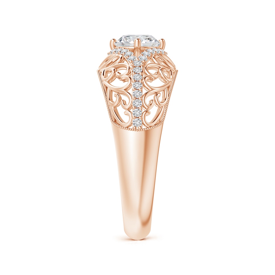 5.3mm HSI2 Vintage Inspired Diamond Filigree Engagement Ring in Rose Gold side-2