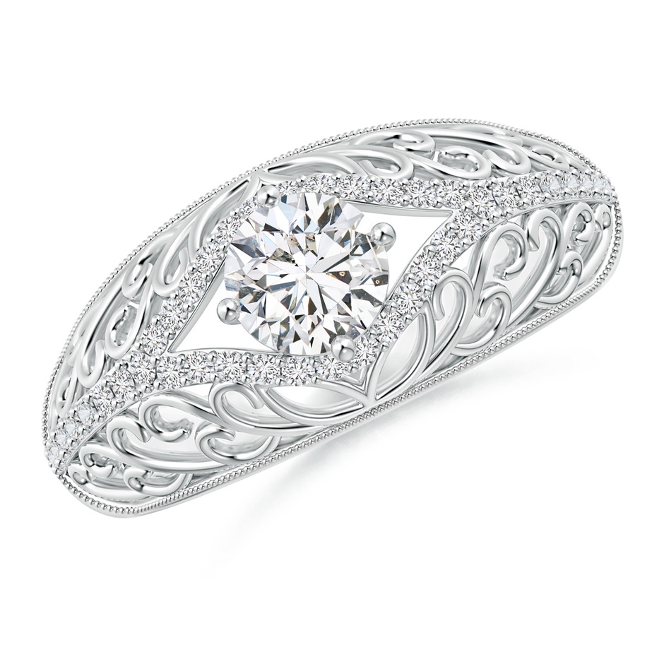 5.3mm HSI2 Vintage Inspired Diamond Filigree Engagement Ring in White Gold 