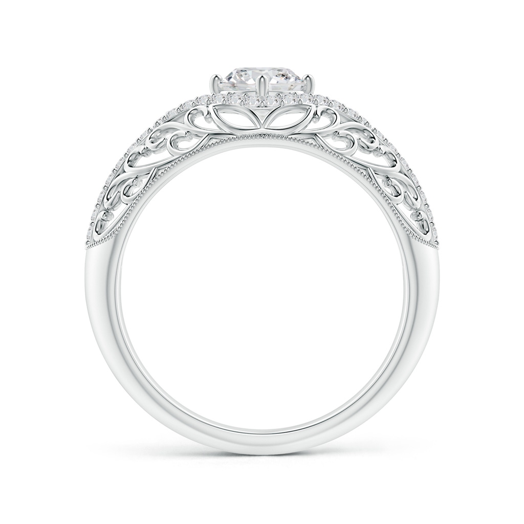 5.3mm HSI2 Vintage Inspired Diamond Filigree Engagement Ring in White Gold Side-1
