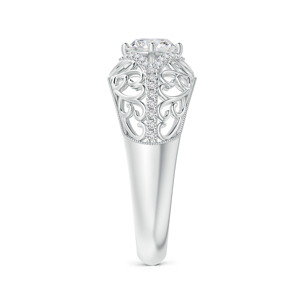 5.3mm HSI2 Vintage Inspired Diamond Filigree Engagement Ring in White Gold Side-2