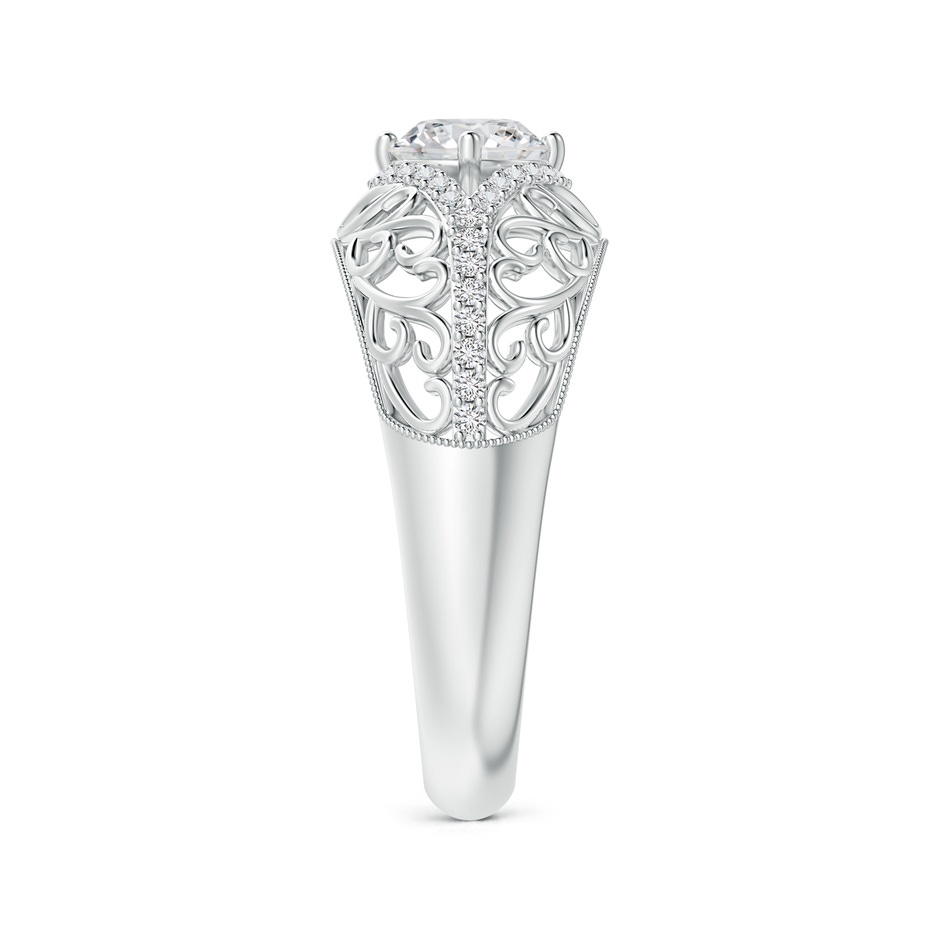 5.3mm HSI2 Vintage Inspired Diamond Filigree Engagement Ring in White Gold side-2