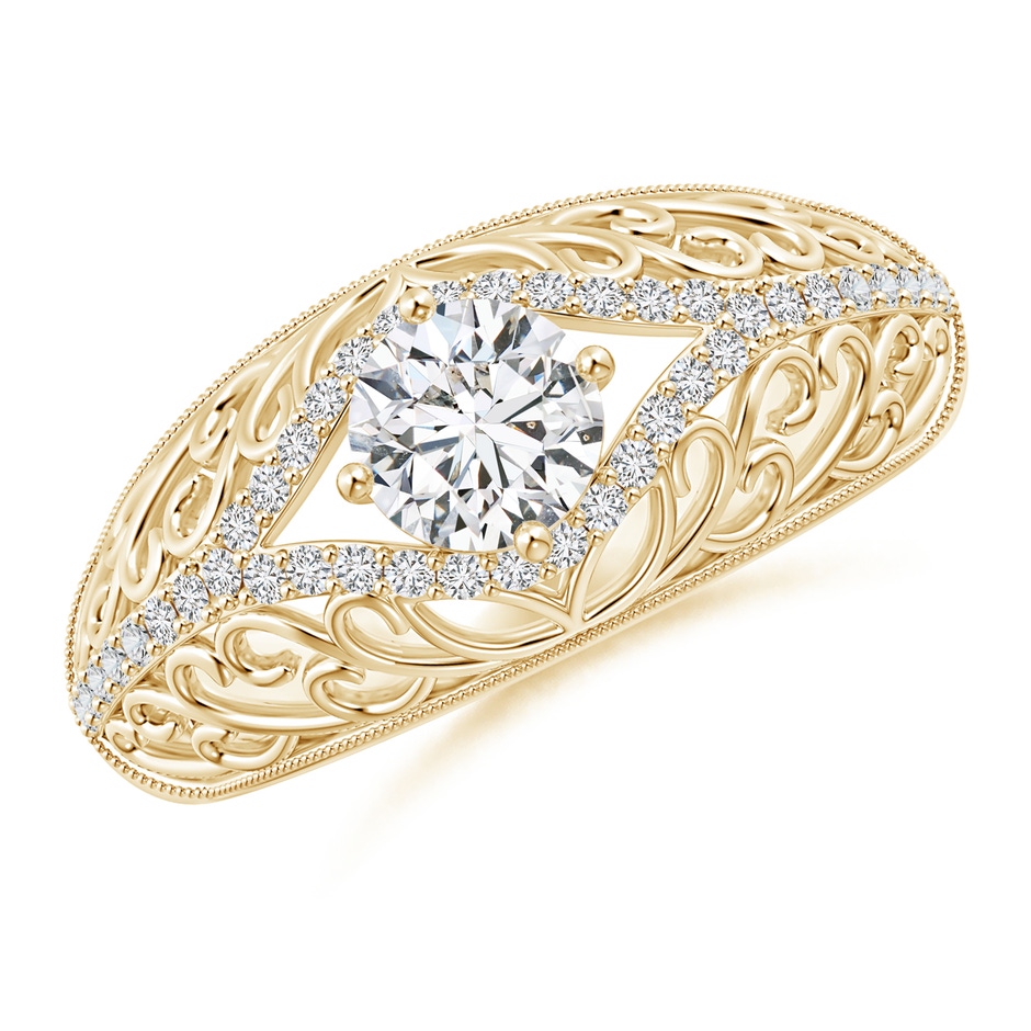 5.3mm HSI2 Vintage Inspired Diamond Filigree Engagement Ring in Yellow Gold 