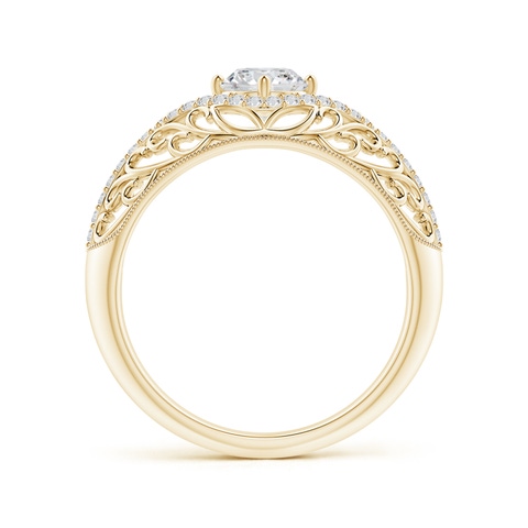 5.3mm HSI2 Vintage Inspired Diamond Filigree Engagement Ring in Yellow Gold