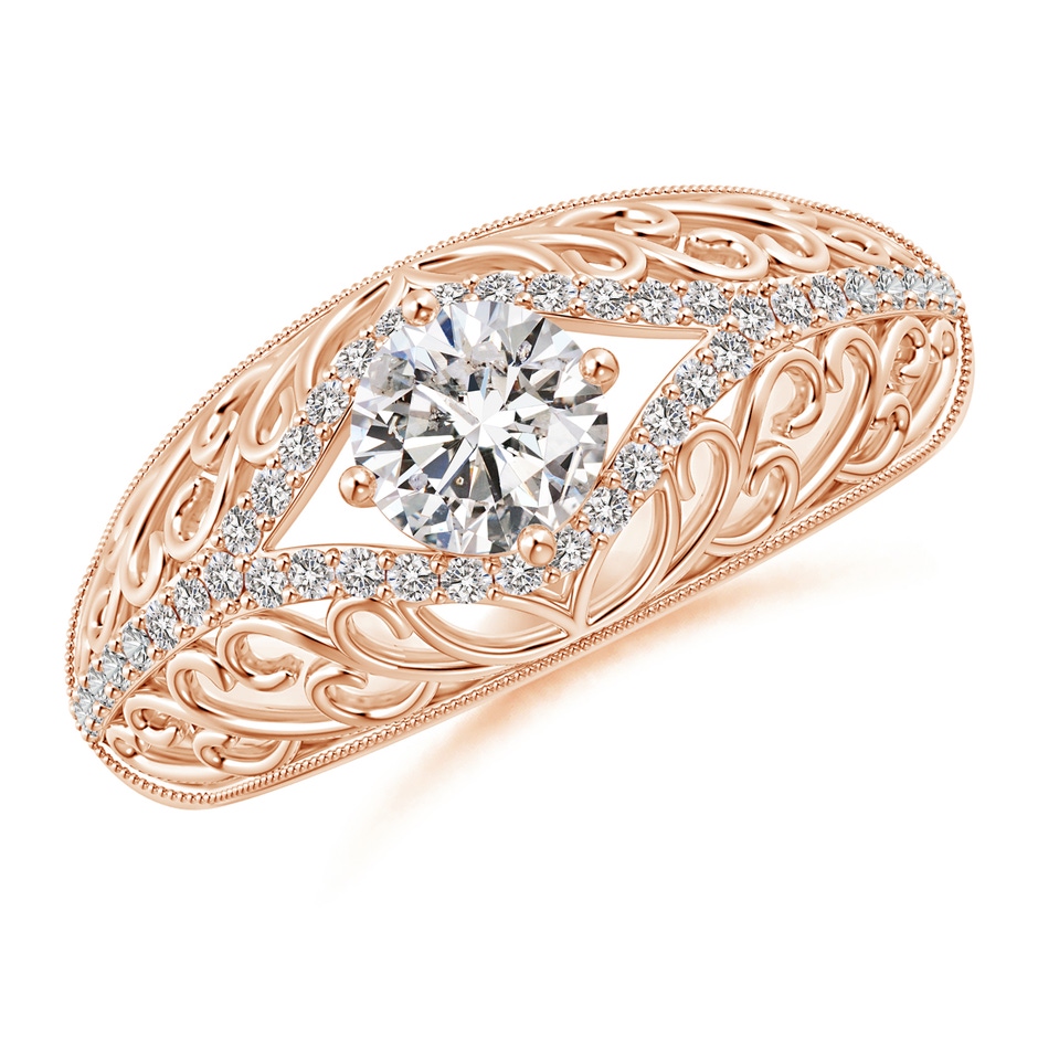 5.3mm IJI1I2 Vintage Inspired Diamond Filigree Engagement Ring in Rose Gold 