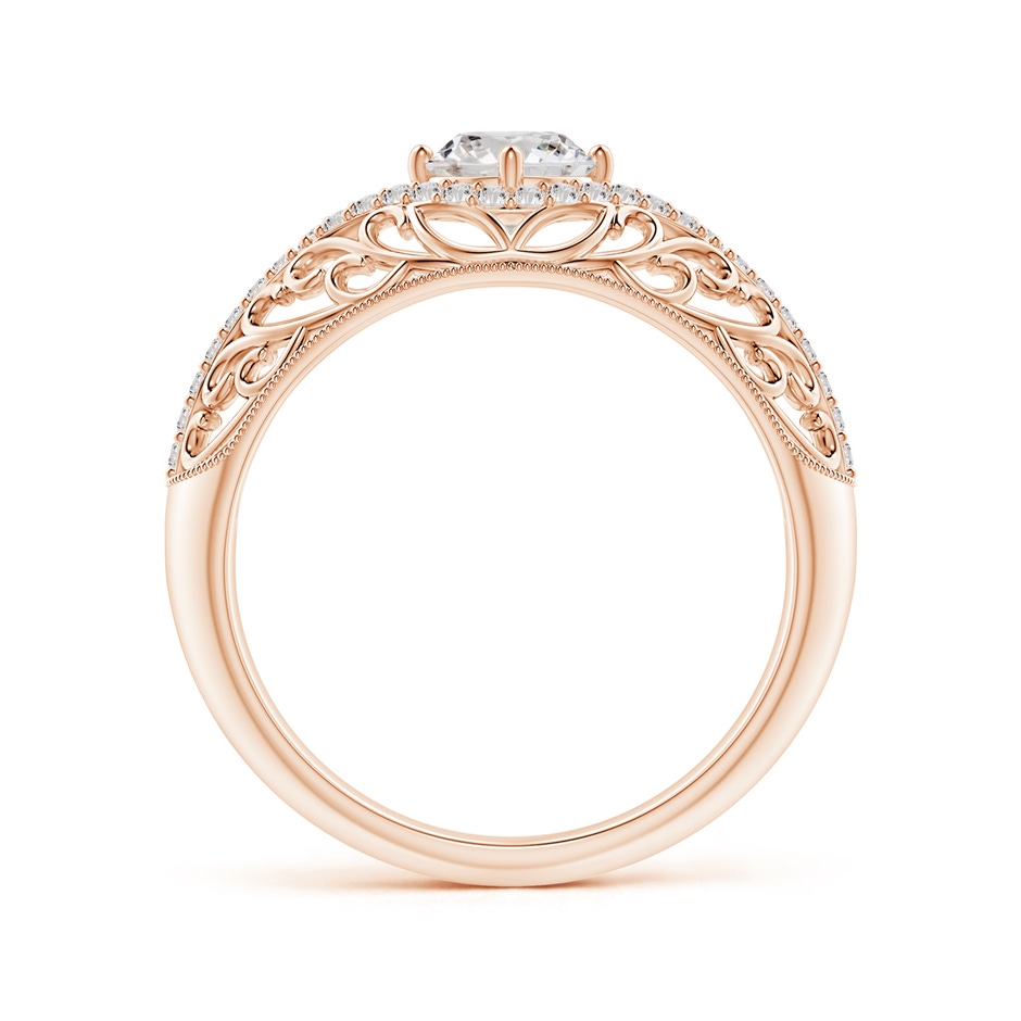 5.3mm IJI1I2 Vintage Inspired Diamond Filigree Engagement Ring in Rose Gold side-1