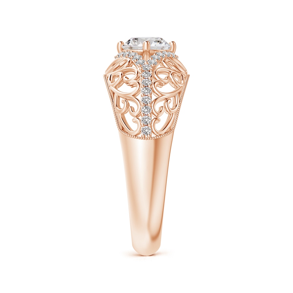 5.3mm IJI1I2 Vintage Inspired Diamond Filigree Engagement Ring in Rose Gold side-2