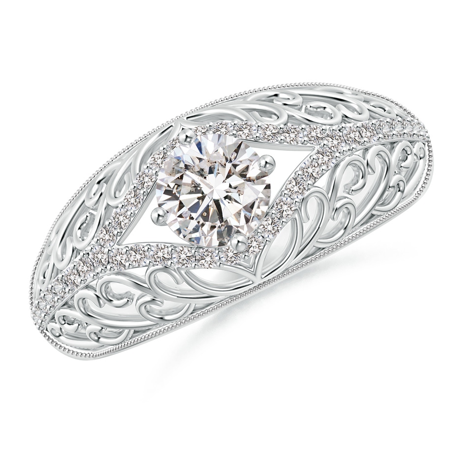 5.3mm IJI1I2 Vintage Inspired Diamond Filigree Engagement Ring in White Gold 