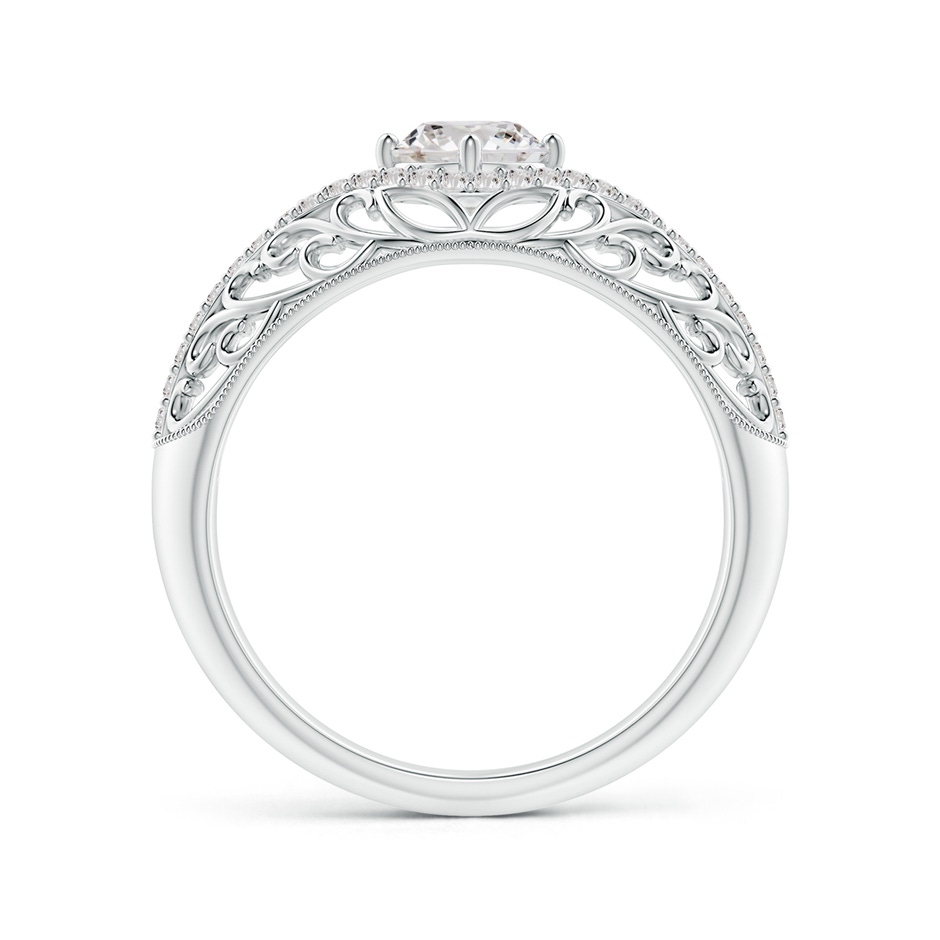 5.3mm IJI1I2 Vintage Inspired Diamond Filigree Engagement Ring in White Gold side-1
