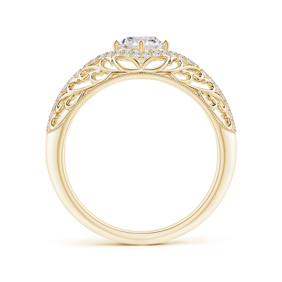 5.3mm IJI1I2 Vintage Inspired Diamond Filigree Engagement Ring in Yellow Gold side-1