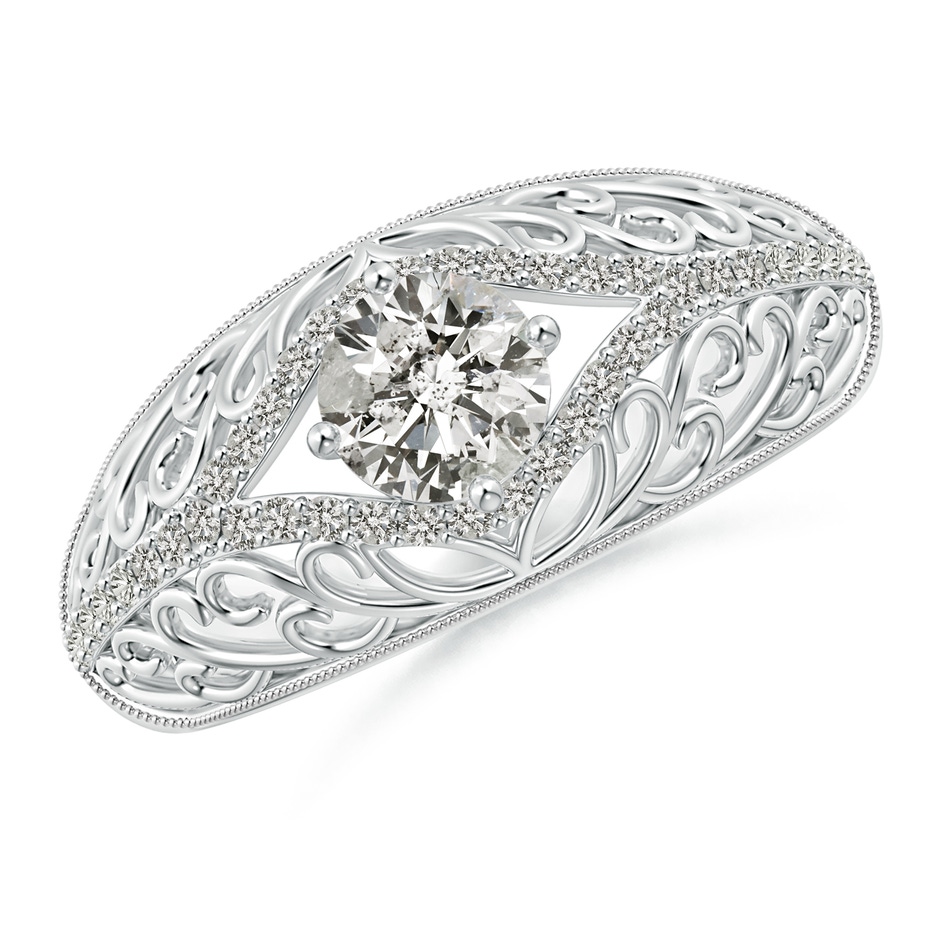5.3mm KI3 Vintage Inspired Diamond Filigree Engagement Ring in White Gold 