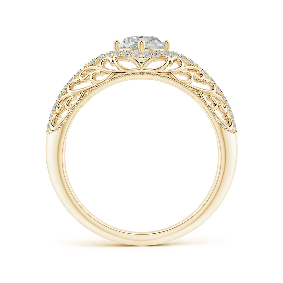5.3mm KI3 Vintage Inspired Diamond Filigree Engagement Ring in Yellow Gold side-1