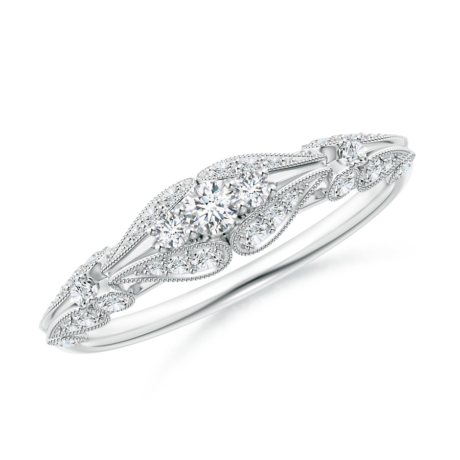 2.5mm GVS2 Vintage Style Diamond Anniversary Ring with Paisley Motifs in White Gold 