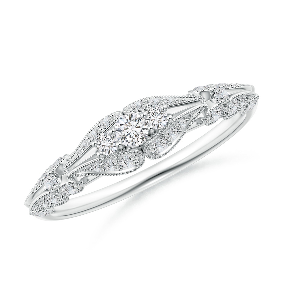 2.5mm HSI2 Vintage Style Diamond Anniversary Ring with Paisley Motifs in White Gold 