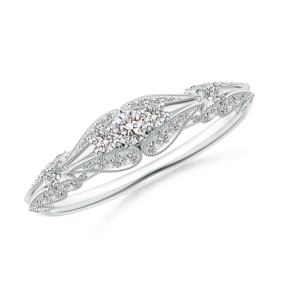 2.5mm IJI1I2 Vintage Style Diamond Anniversary Ring with Paisley Motifs in White Gold 
