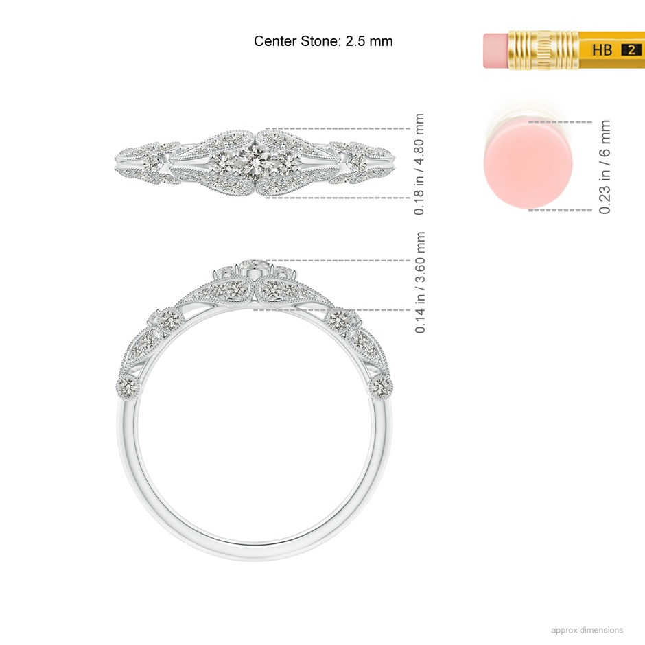 2.5mm KI3 Vintage Style Diamond Anniversary Ring with Paisley Motifs in White Gold ruler