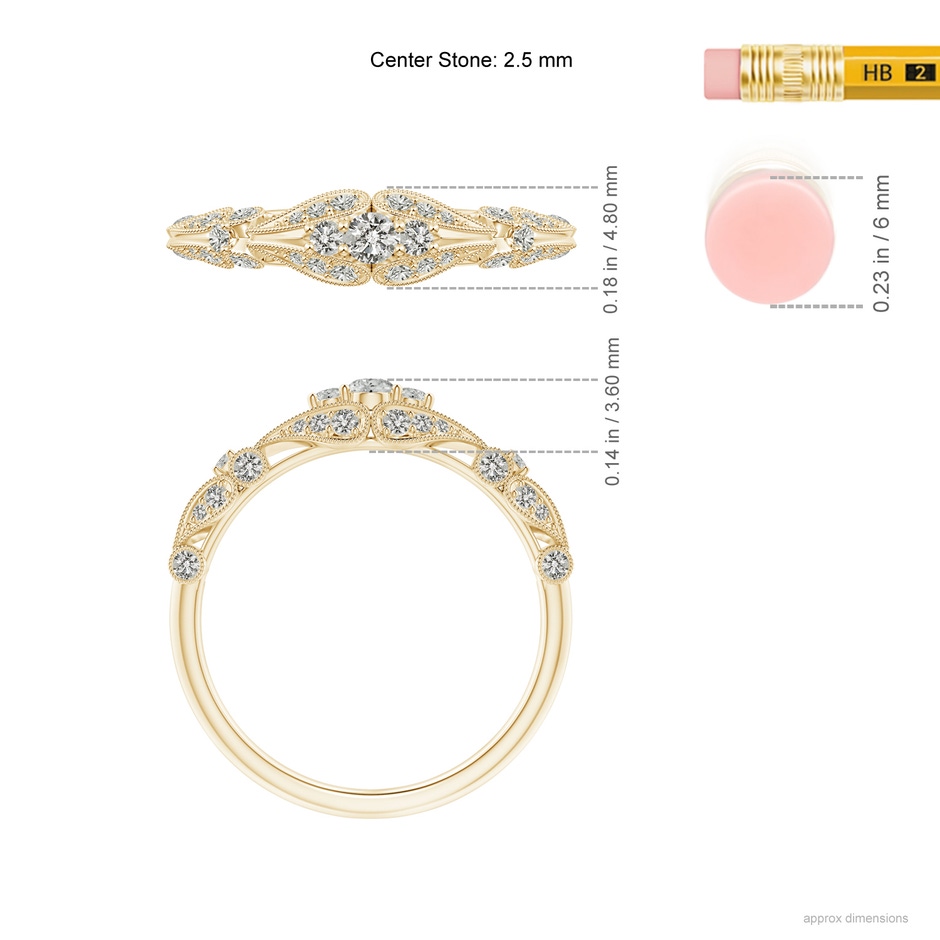 2.5mm KI3 Vintage Style Diamond Anniversary Ring with Paisley Motifs in Yellow Gold ruler