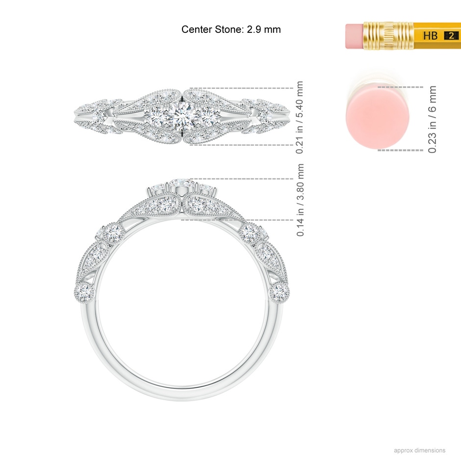 2.9mm GVS2 Vintage Style Diamond Anniversary Ring with Paisley Motifs in White Gold ruler