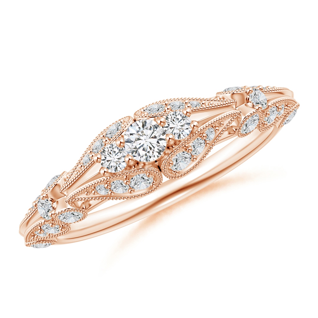 2.9mm HSI2 Vintage Style Diamond Anniversary Ring with Paisley Motifs in Rose Gold