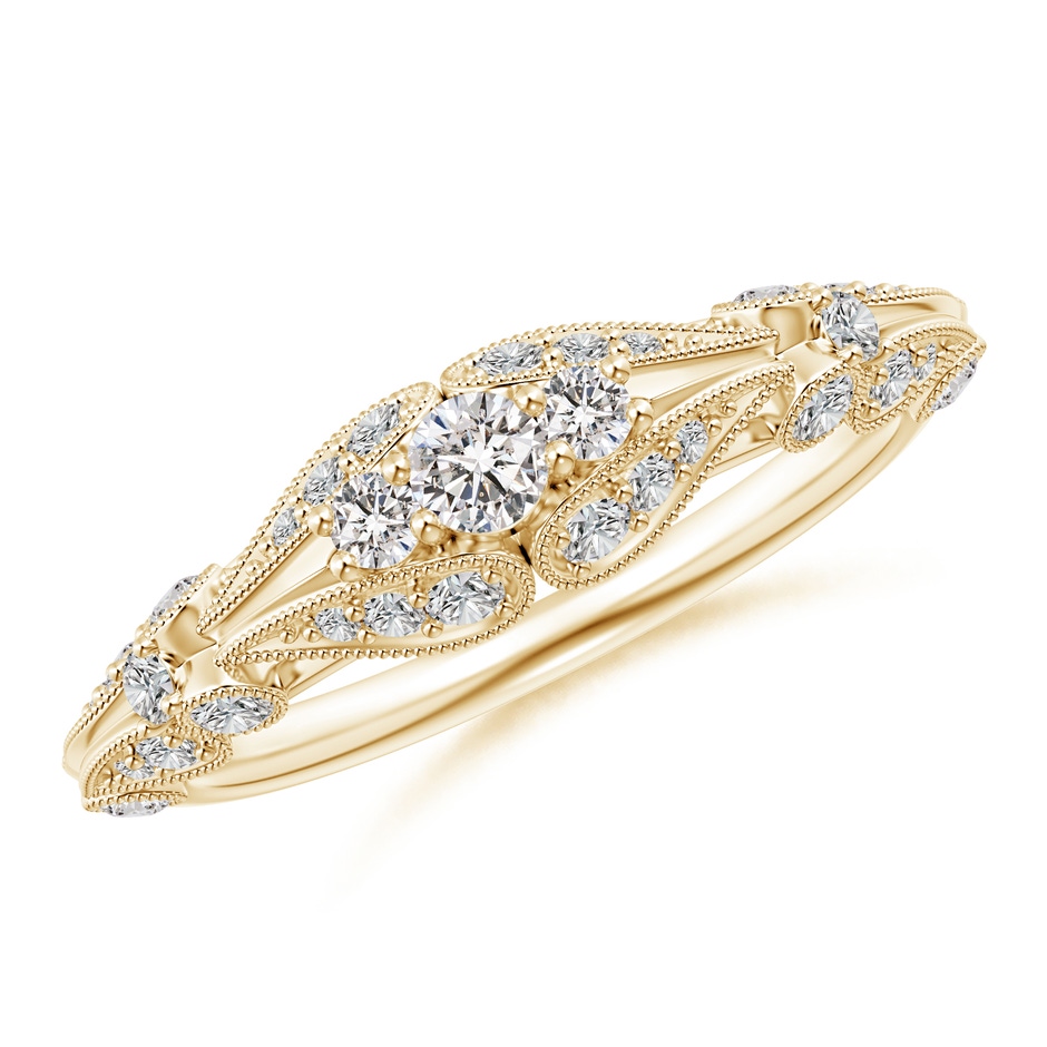 2.9mm IJI1I2 Vintage Style Diamond Anniversary Ring with Paisley Motifs in Yellow Gold 