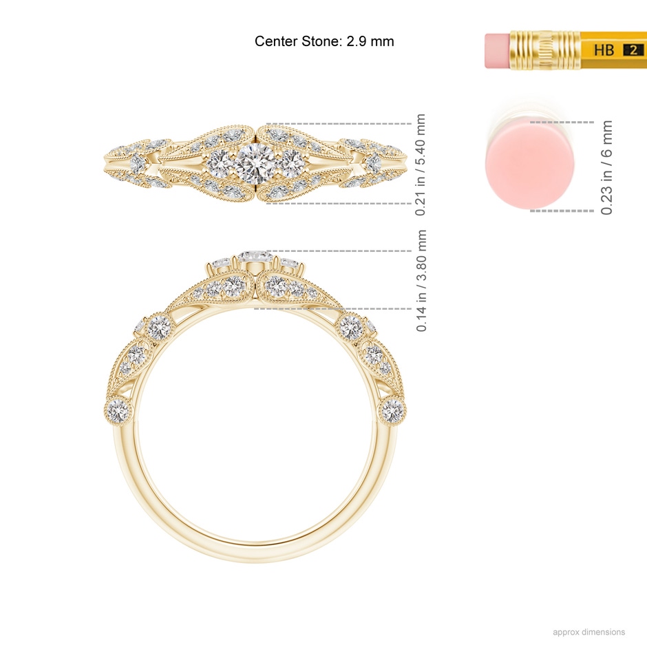 2.9mm IJI1I2 Vintage Style Diamond Anniversary Ring with Paisley Motifs in Yellow Gold ruler