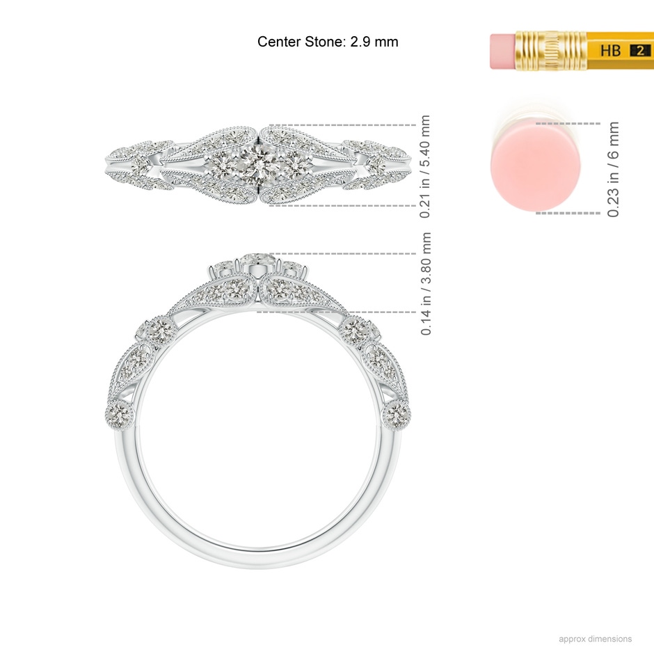 2.9mm KI3 Vintage Style Diamond Anniversary Ring with Paisley Motifs in White Gold ruler