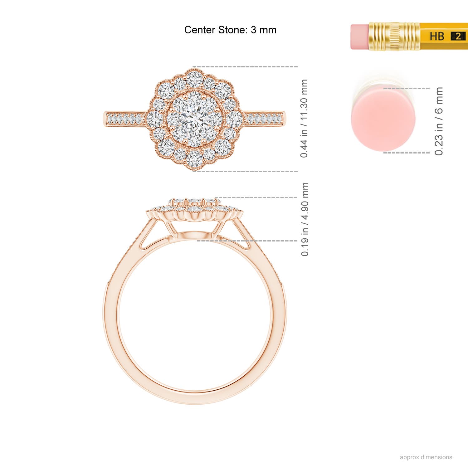 H, SI2 / 0.51 CT / 14 KT Rose Gold