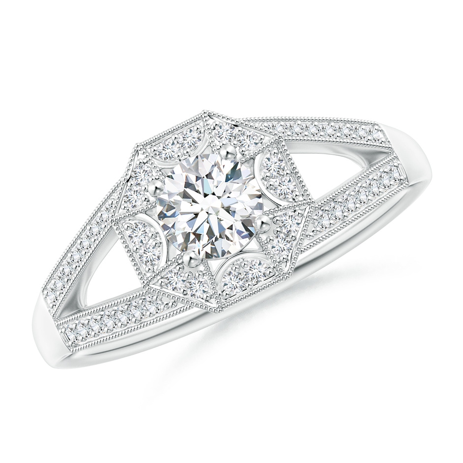 4.6mm GVS2 Art Deco Inspired Octagonal Halo Diamond Engagement Ring in P950 Platinum 