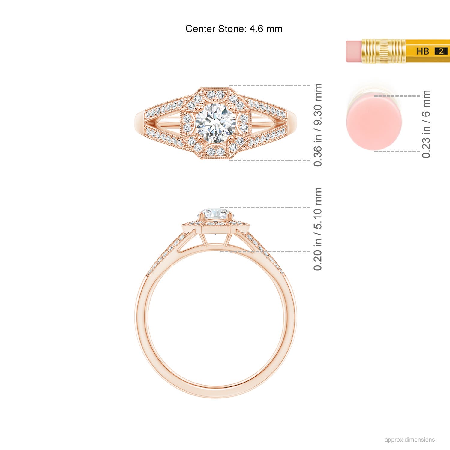 G, VS2 / 0.53 CT / 14 KT Rose Gold