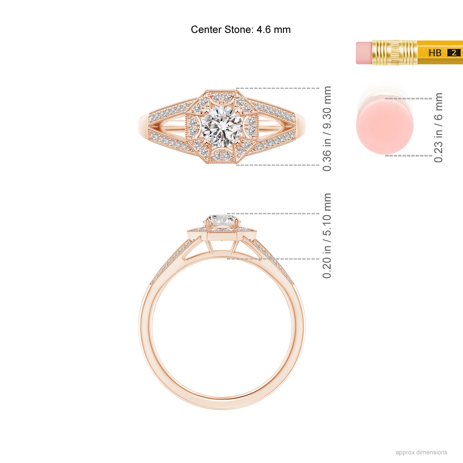 I-J, I1-I2 / 0.53 CT / 14 KT Rose Gold