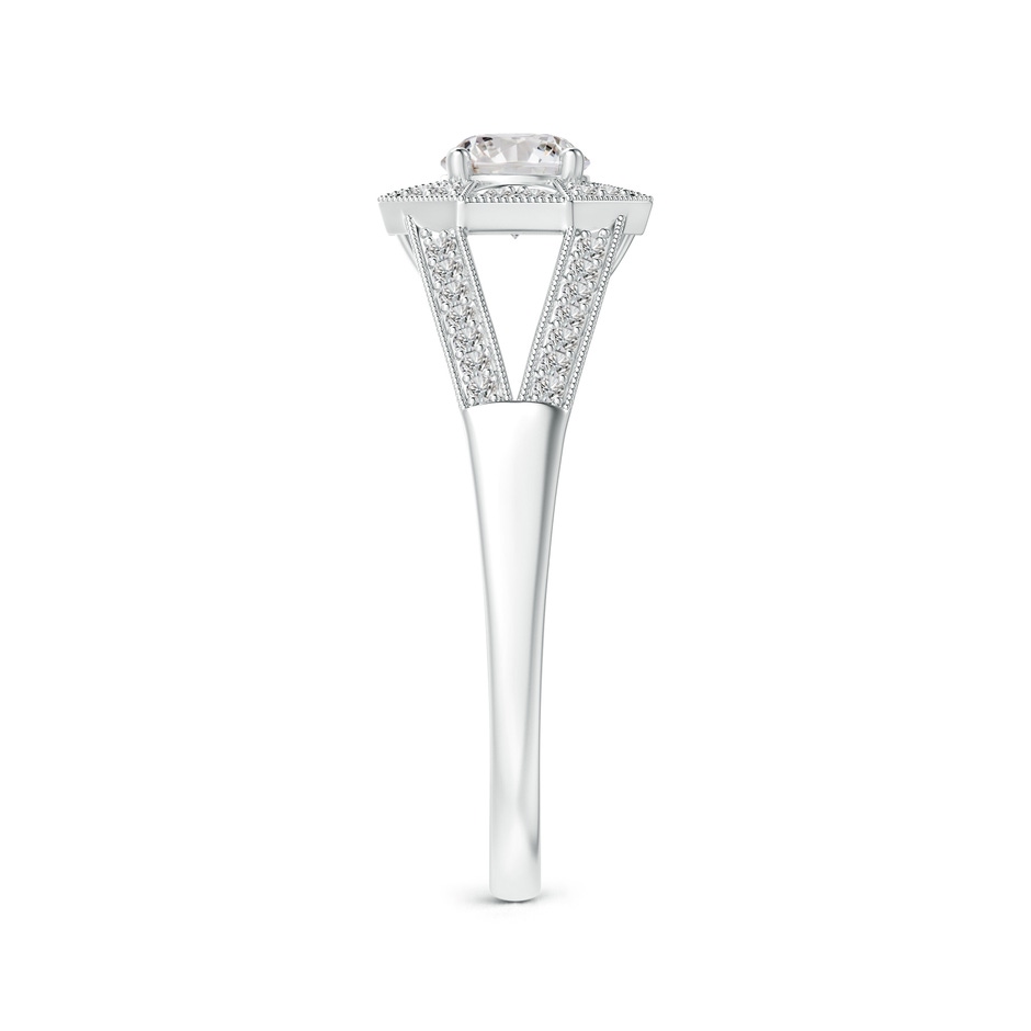 4.6mm IJI1I2 Art Deco Inspired Octagonal Halo Diamond Engagement Ring in White Gold side-2