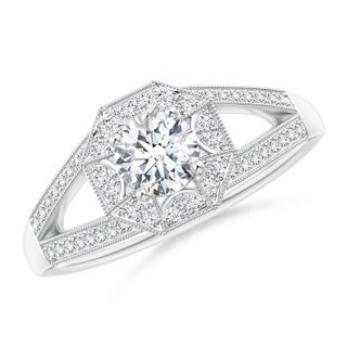 4.9mm GVS2 Art Deco Inspired Octagonal Halo Diamond Engagement Ring in P950 Platinum