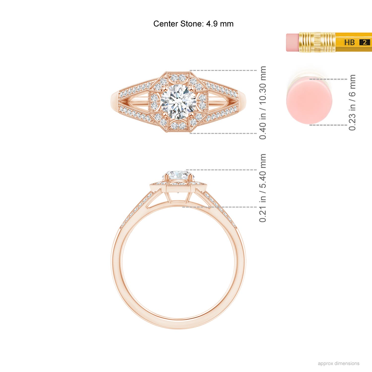 G, VS2 / 0.65 CT / 14 KT Rose Gold