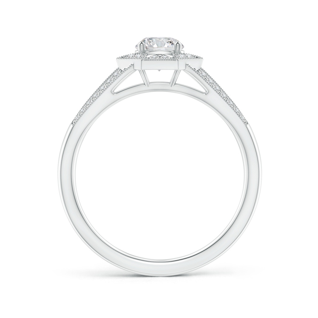 4.9mm HSI2 Art Deco Inspired Octagonal Halo Diamond Engagement Ring in White Gold Side-1
