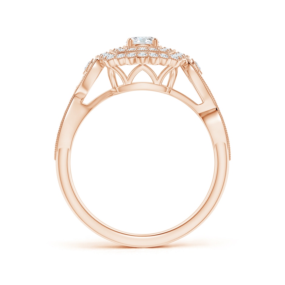 3.4mm GVS2 Vintage Inspired Diamond Double Halo Engagement Ring in Rose Gold side-1