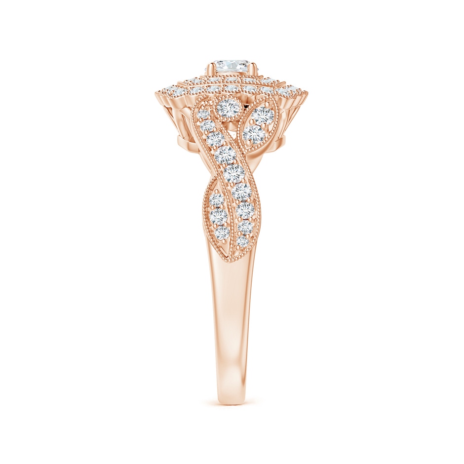 3.4mm GVS2 Vintage Inspired Diamond Double Halo Engagement Ring in Rose Gold side-2