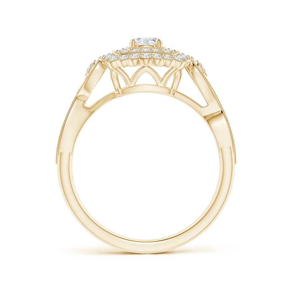 3.4mm GVS2 Vintage Inspired Diamond Double Halo Engagement Ring in Yellow Gold side-1