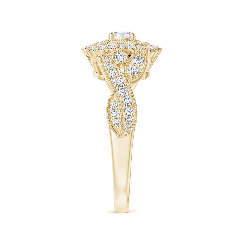 3.4mm GVS2 Vintage Inspired Diamond Double Halo Engagement Ring in Yellow Gold side-2
