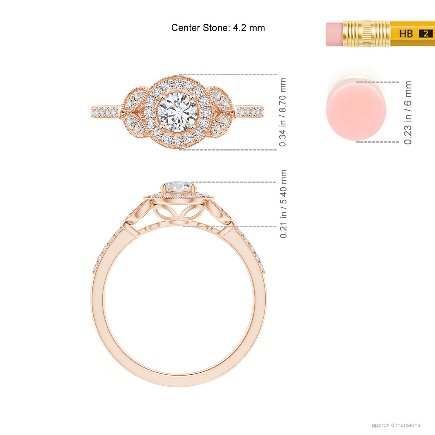 H, SI2 / 0.5 CT / 14 KT Rose Gold