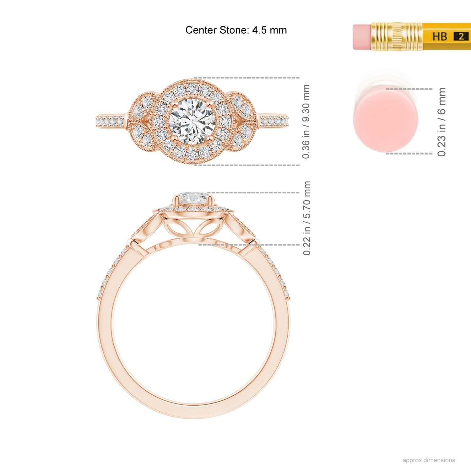 H, SI2 / 0.62 CT / 14 KT Rose Gold