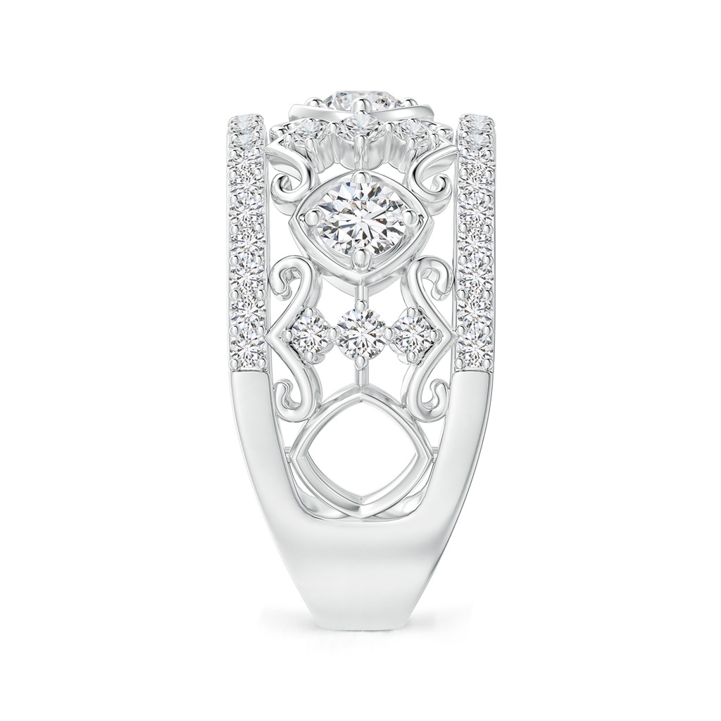 3.5mm HSI2 Art Deco Inspired Diamond Filigree Anniversary Ring in White Gold Side 2