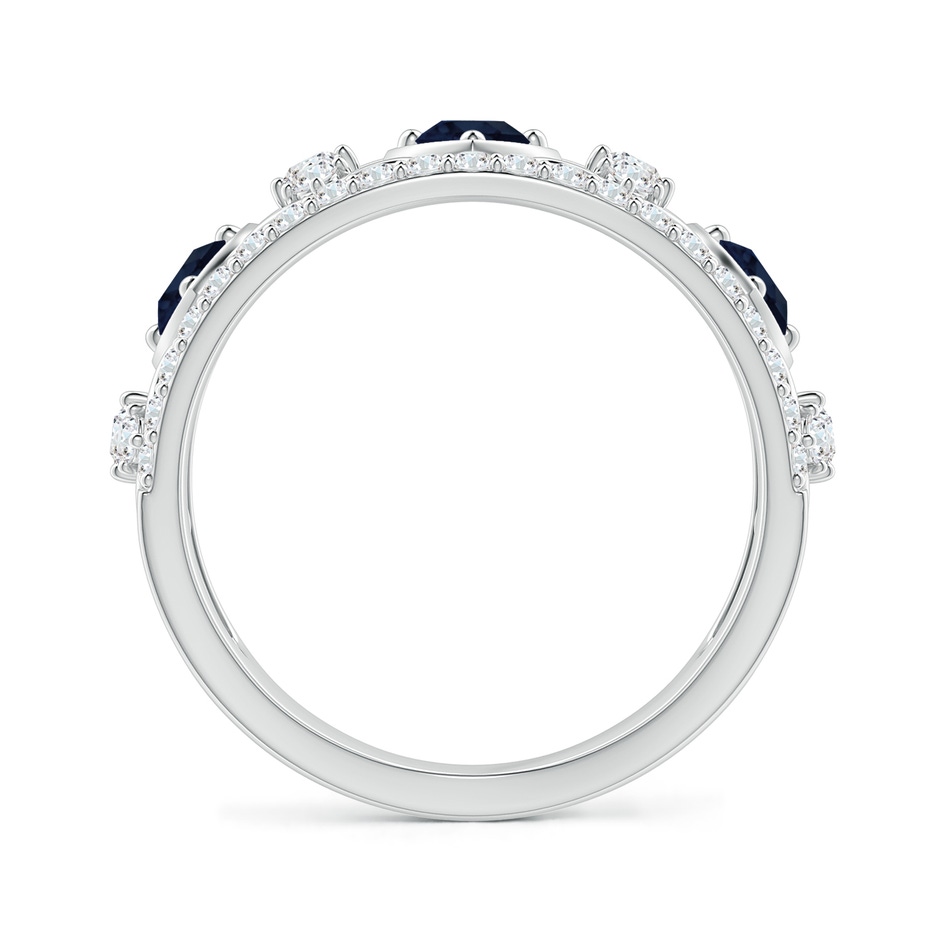 3.5mm A Art Deco Inspired Sapphire and Diamond Filigree Ring in White Gold side 1