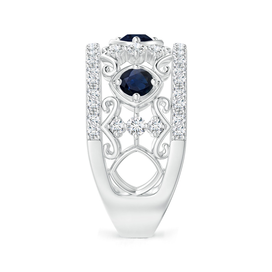 3.5mm A Art Deco Inspired Sapphire and Diamond Filigree Ring in White Gold side 2