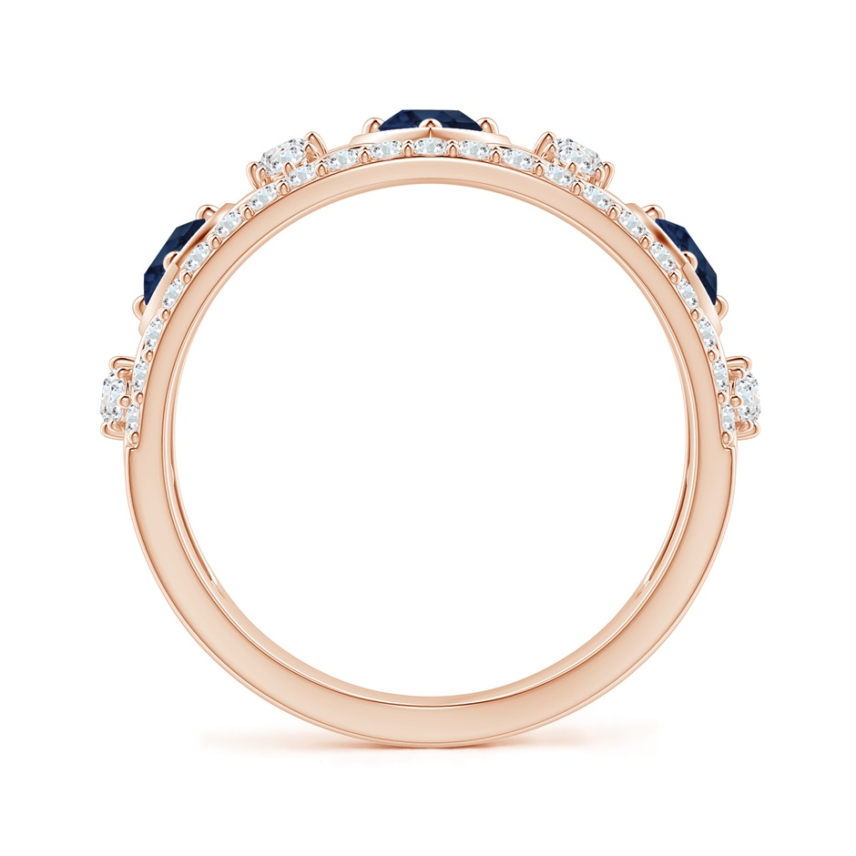 3.5mm AA Art Deco Inspired Sapphire and Diamond Filigree Ring in Rose Gold side 1