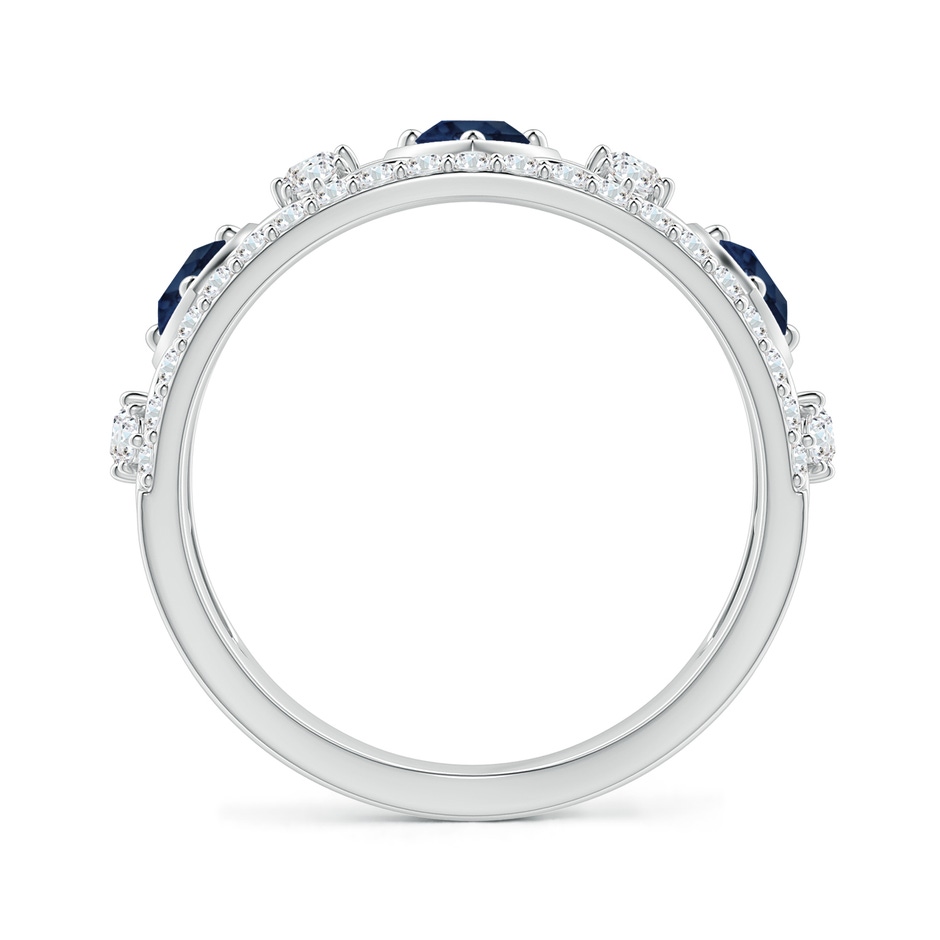 3.5mm AA Art Deco Inspired Sapphire and Diamond Filigree Ring in White Gold side 1