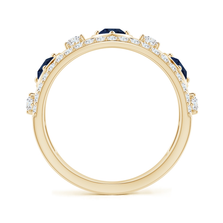3.5mm AA Art Deco Inspired Sapphire and Diamond Filigree Ring in Yellow Gold side 1
