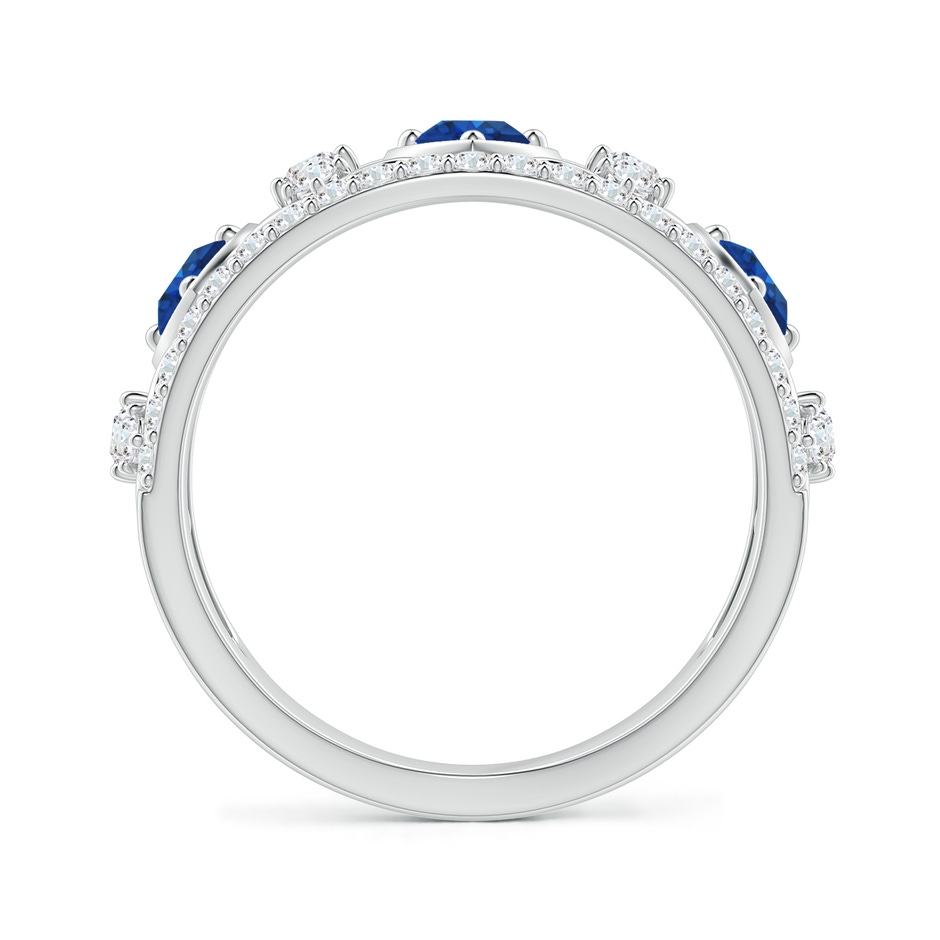 3.5mm AAA Art Deco Inspired Sapphire and Diamond Filigree Ring in White Gold side 1