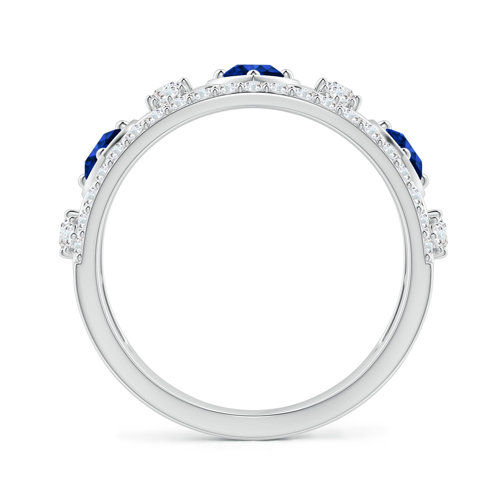 3.5mm AAAA Art Deco Inspired Sapphire and Diamond Filigree Ring in White Gold - side 1