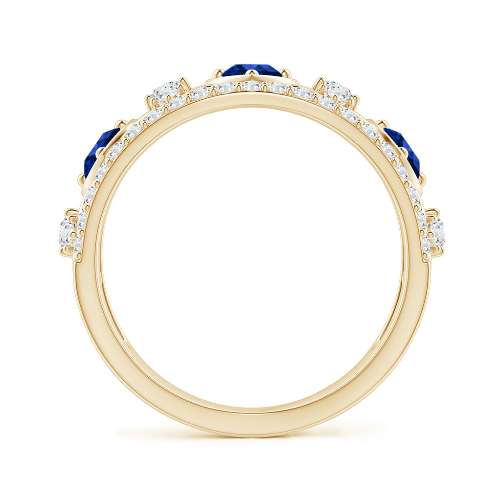 3.5mm AAAA Art Deco Inspired Sapphire and Diamond Filigree Ring in Yellow Gold - side 1