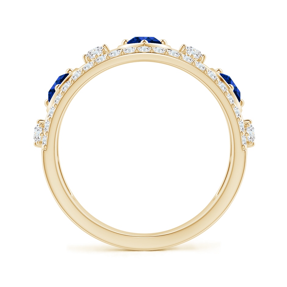 3.5mm AAAA Art Deco Inspired Sapphire and Diamond Filigree Ring in Yellow Gold side 1
